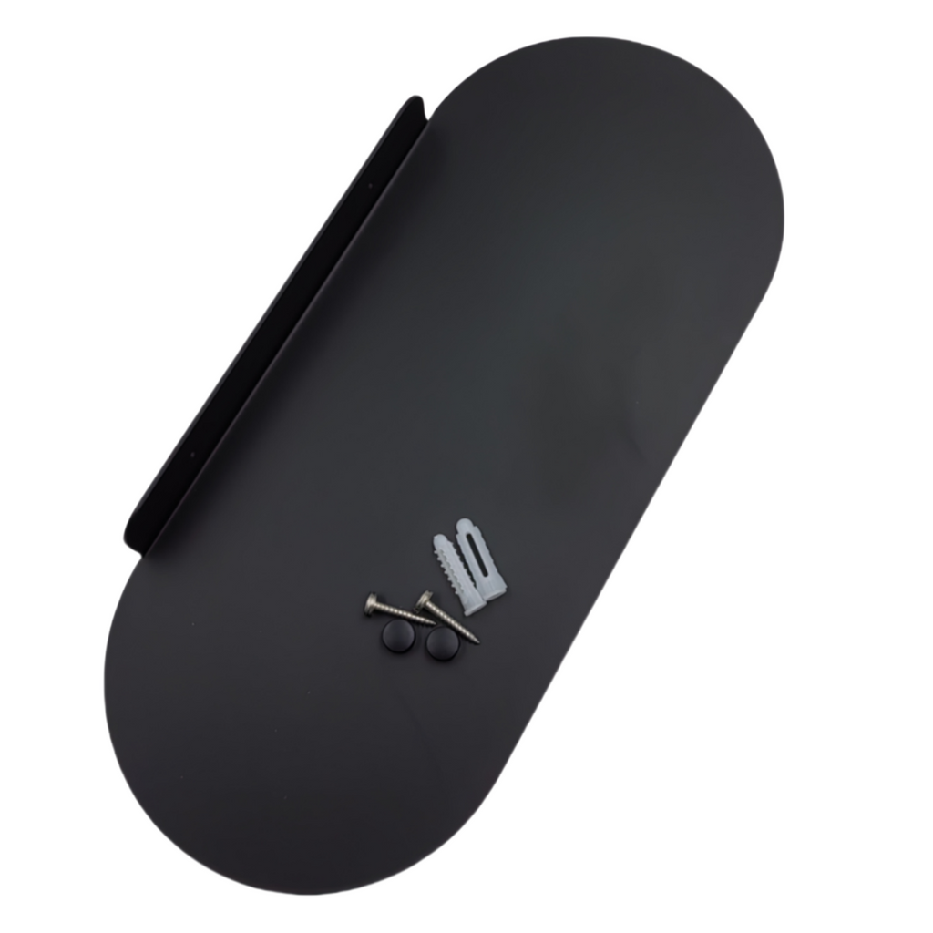 Black Modern Steel Industrial Linear Floating Shelf Rounded Rectangle Design 13.7 Inch Bathroom Wall Decoration Bathroom Shelves