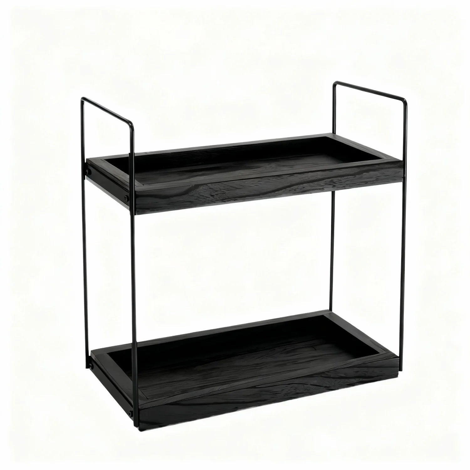 2-Tier Wood Storage Rack Kitchen & Bathroom Spice Organizer Vanity Cosmetic Makeup Shelf Modern Eco-Friendly Durable Home Decor