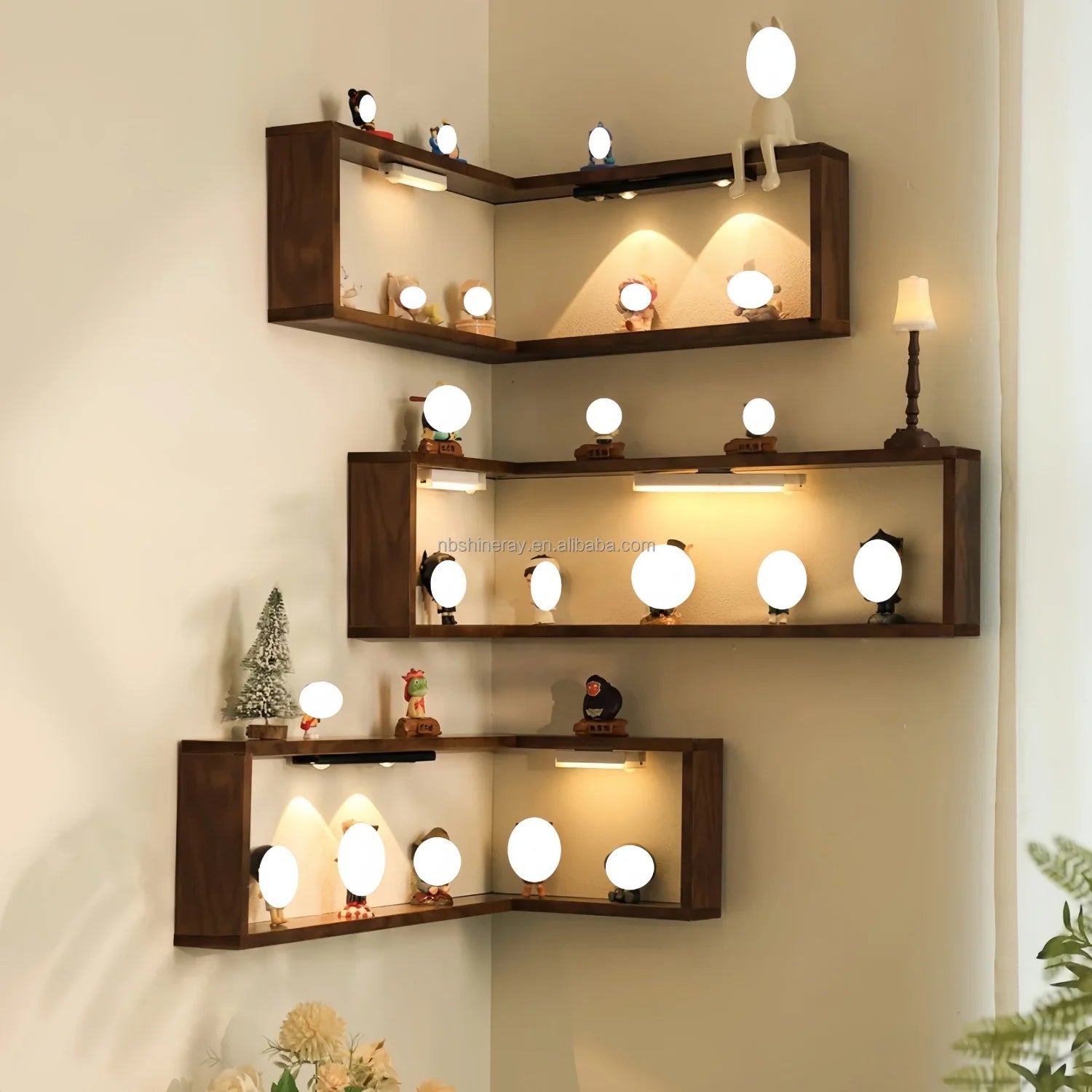 Wall Decor & Organizer 90 Degree Corner Shelf Wall Mounted - Floating Corner Storage Shelf for Living Room