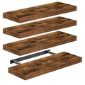 Four Layer Steel Solid Wood Wall Decorative Rectangle Wall Mounted Floating Shelves for Kitchen Bathroom Storage