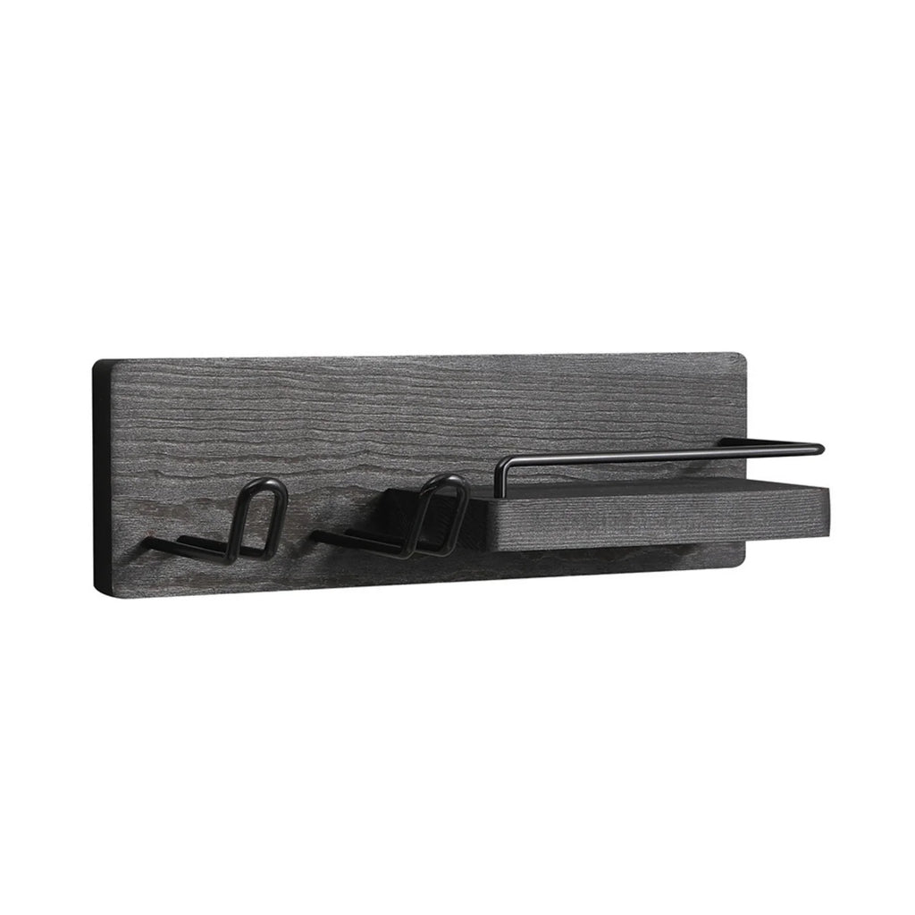 Wall-Mounted Modern Multifunction Hair Dryer Holder Rack Sturdy Storage Organizer Space-Saving Design Easy Clean Wooden Shelves