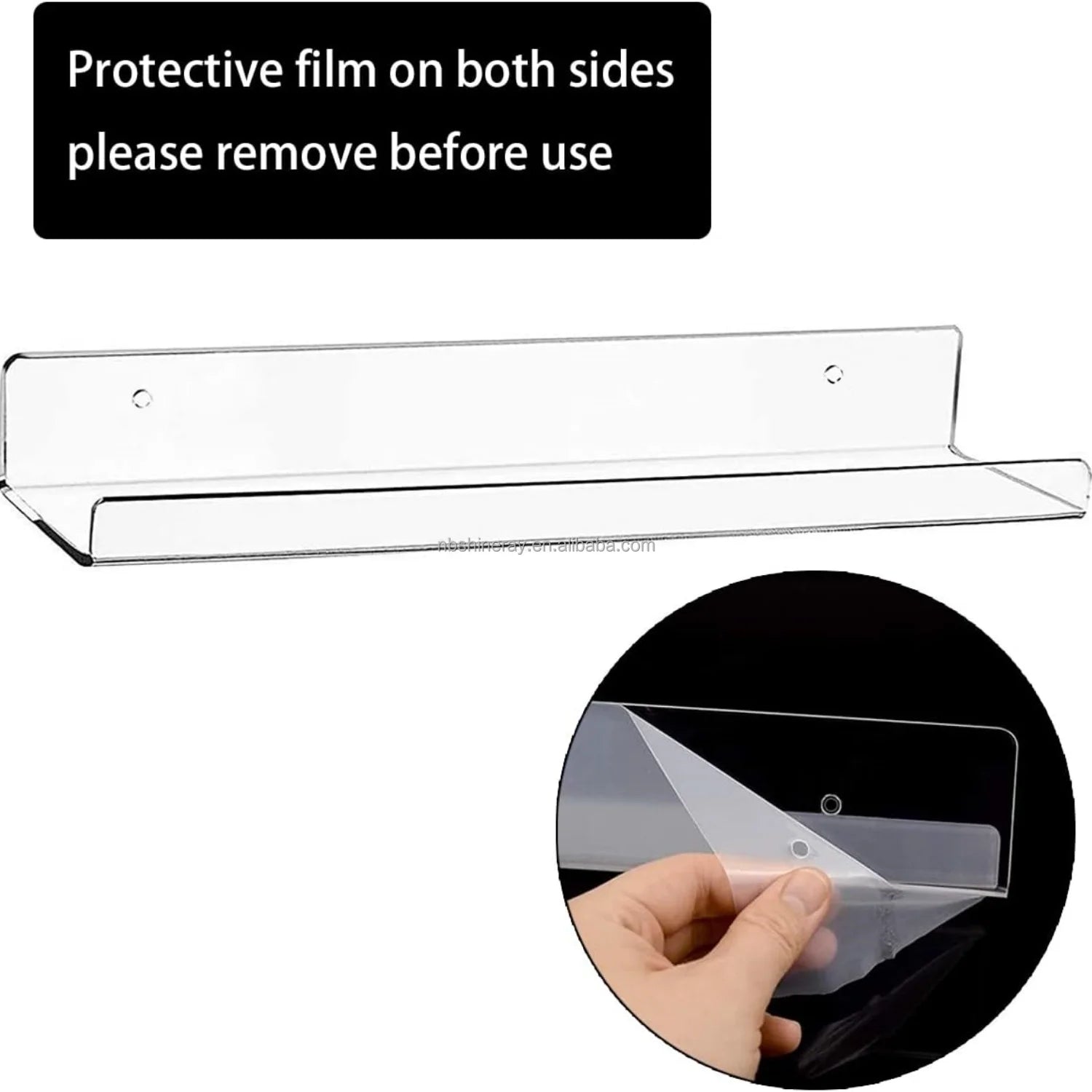 2pcs/set Industrial Coated Acrylic Floating Wall Ledge Shelf Double Tier Clear Bathroom Storage Shelves Display Easter Birthday