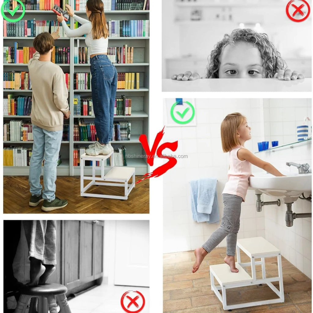 2-Step Steel Wood Modern Heavy-Duty Plant Pot Storage Rack Prefab Stairs Kitchen Decor Outdoor Multi-function Shelves Flower