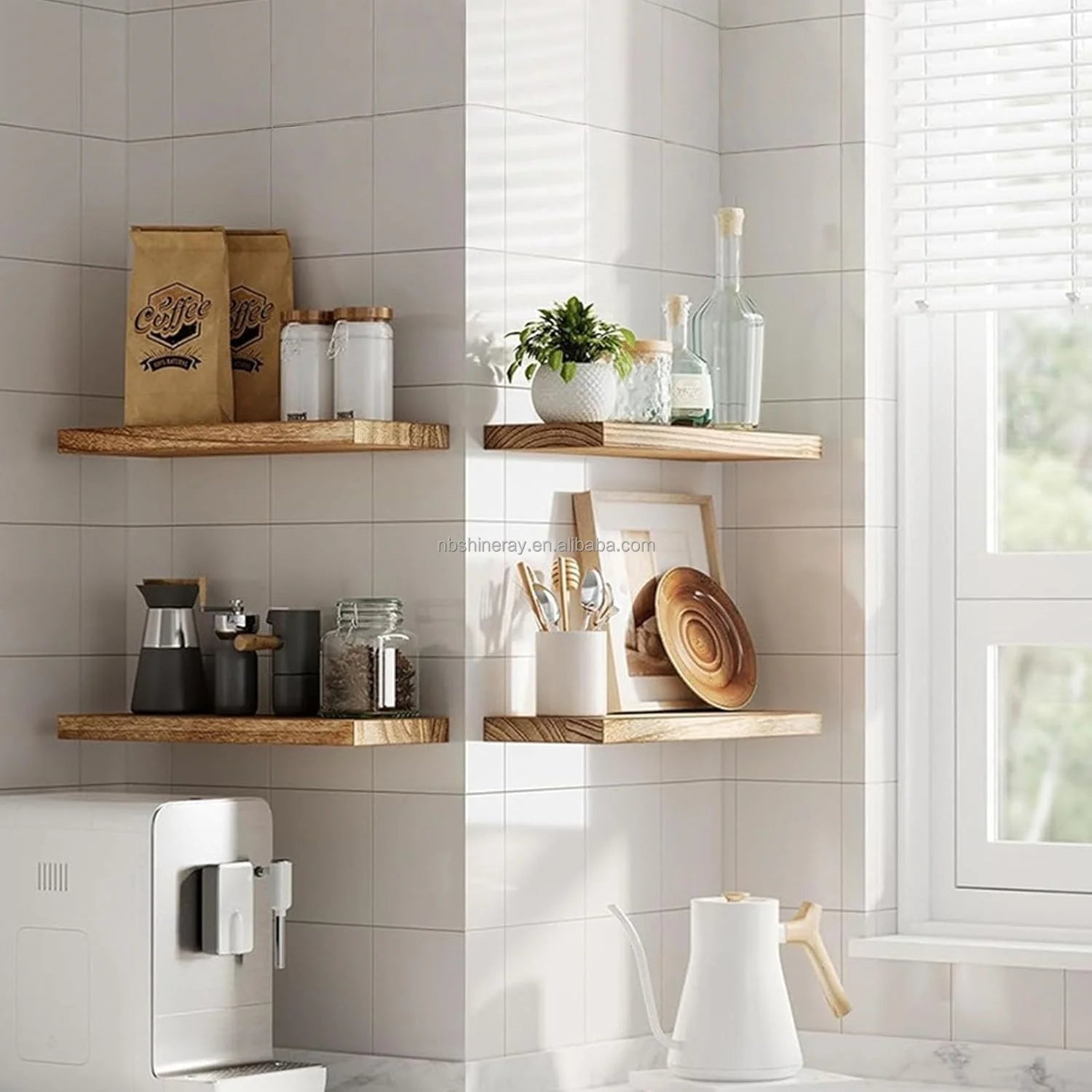 2 Tier 19 in Wood Wall Mounted FloatingShelves with Display Functions Wall Decoration Shelves for Birthday Storage