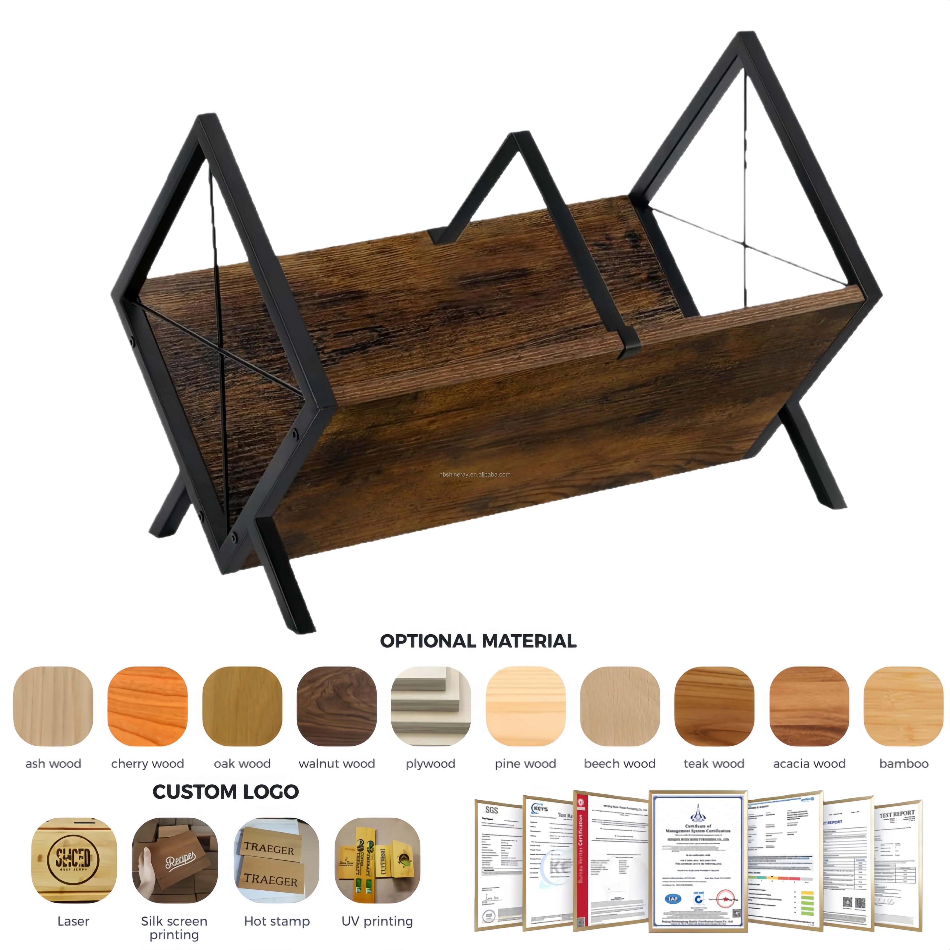 Brown V Style Wood Heavy Duty LP Record Storage Rack with Adjustable Divider Standing Shelves for Vinyl Records