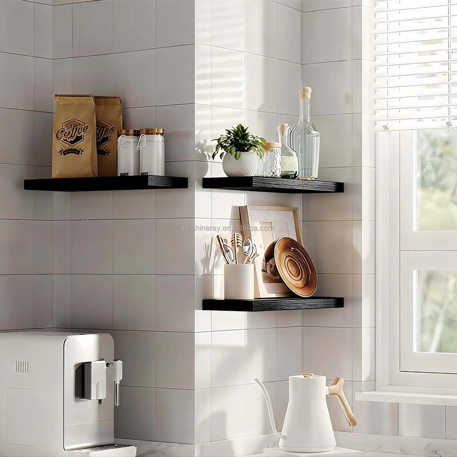 3 Tier Brown White Black Wood Art Deco Wall Shelves Invisible Brackets Jewelry Decor Shelf Home Decor Floating Shelves Bedroom