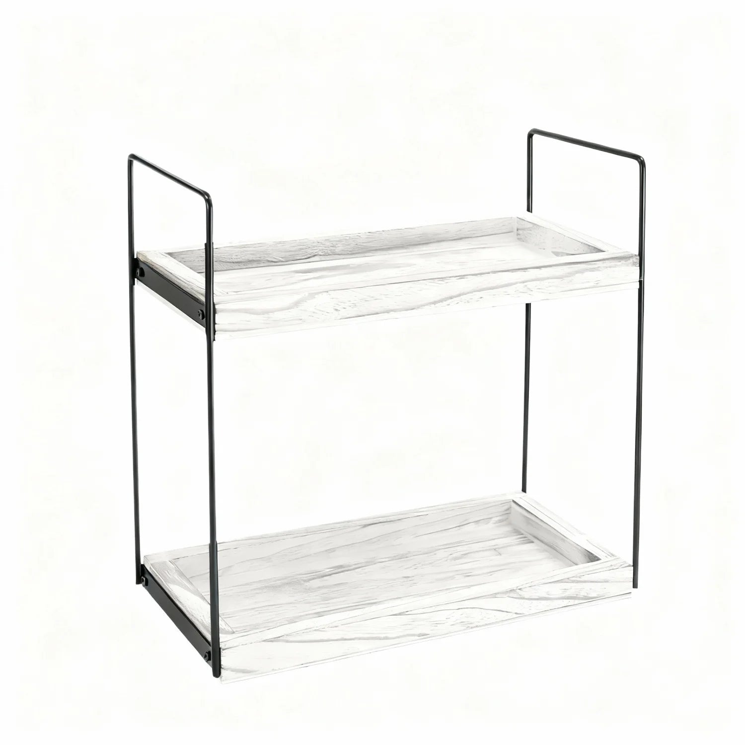 2-Tier Wood Storage Rack Kitchen & Bathroom Spice Organizer Vanity Cosmetic Makeup Shelf Modern Eco-Friendly Durable Home Decor