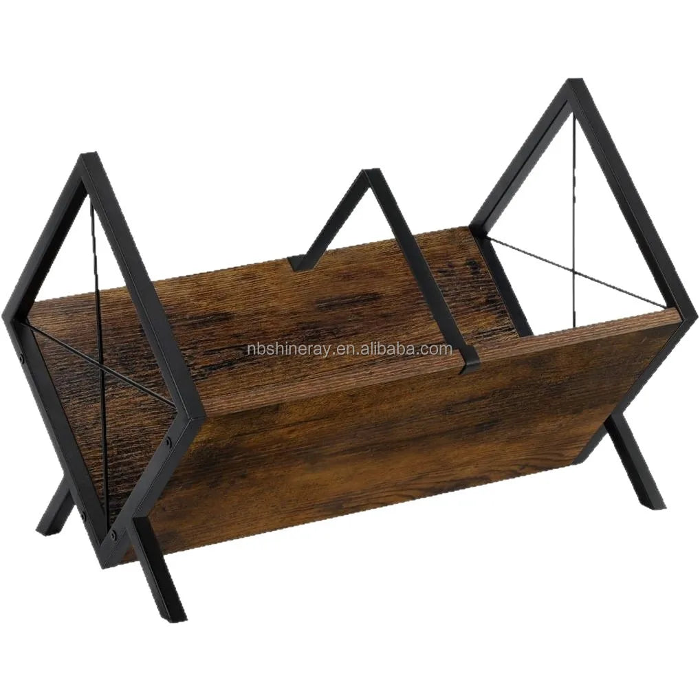 Brown V Style Wood Heavy Duty LP Record Storage Rack with Adjustable Divider Standing Shelves for Vinyl Records