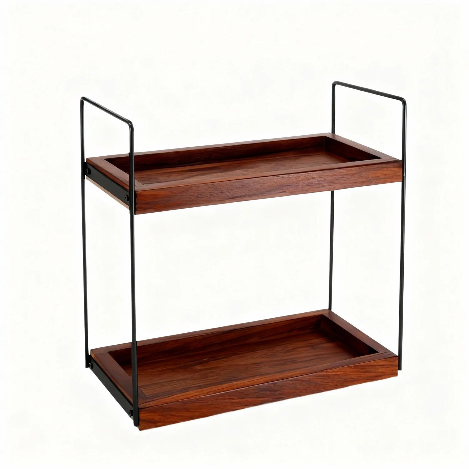 2-Tier Wood Storage Rack Kitchen & Bathroom Spice Organizer Vanity Cosmetic Makeup Shelf Modern Eco-Friendly Durable Home Decor