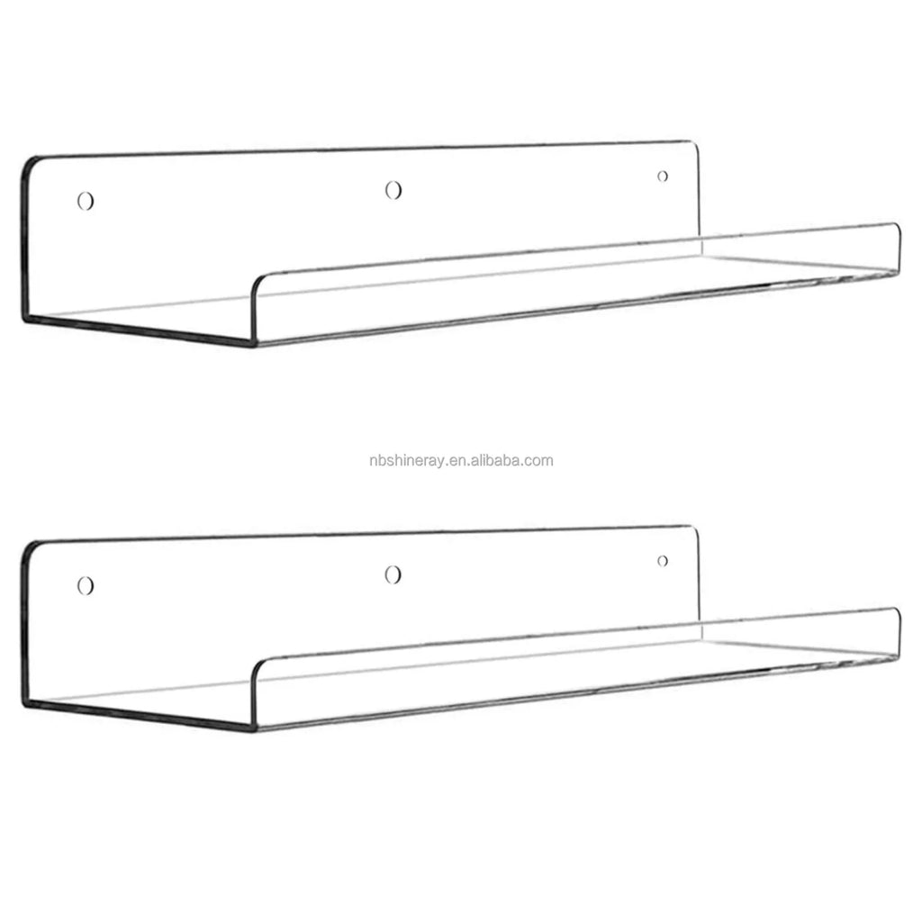 2pcs/set Industrial Coated Acrylic Floating Wall Ledge Shelf Double Tier Clear Bathroom Storage Shelves Display Easter Birthday