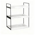 Kitchen Counter Organizer 3-Tier Steel+Wood Dish and Bowl Rack Modern Durable Handmade Standing Shelves Kitchen Decor