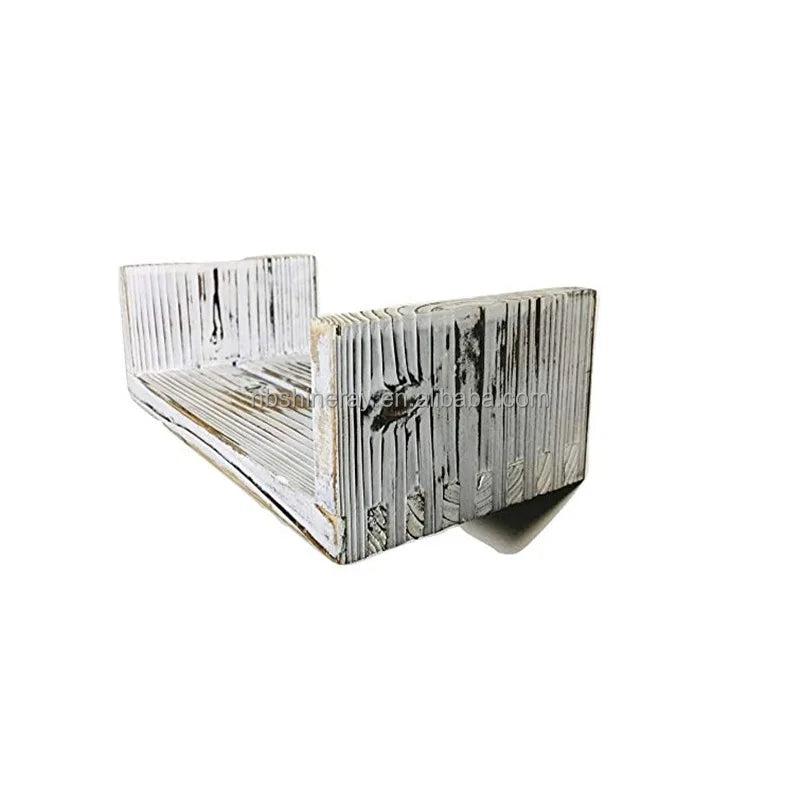 3 Tier Industrial Rustic Finish Wood Floating Rectangle Wall Shelves Easy Assembly U Shape Shelves for Bedrooms Bathrooms Easter