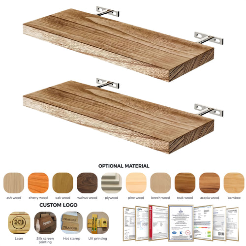 2 Tier 19 in Wood Wall Mounted FloatingShelves with Display Functions Wall Decoration Shelves for Birthday Storage