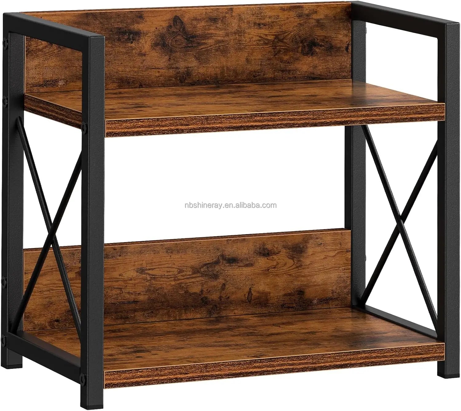 Double Tier Heavy Duty Brown Wood Multifunctional Kitchen Spice Rack & Coffee Counter Top Organizer with Standing Shelves