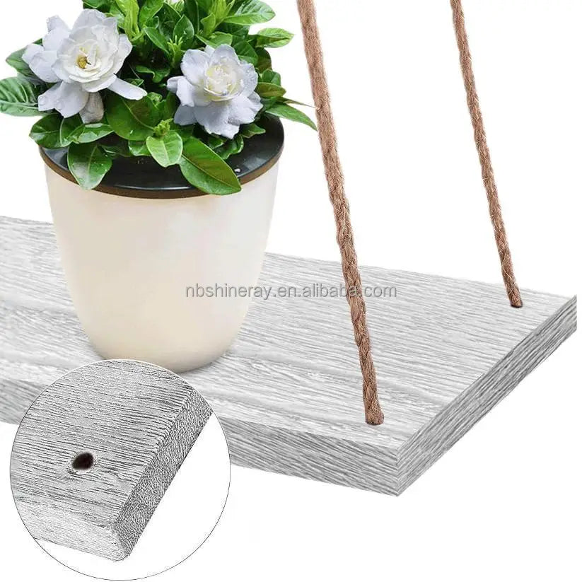 3 Tier Wood Hanging Shelves Wall Boho Decor Swing Rope Floating Shelf Wall Display Shelving Home Organizer Rack for Bedroom