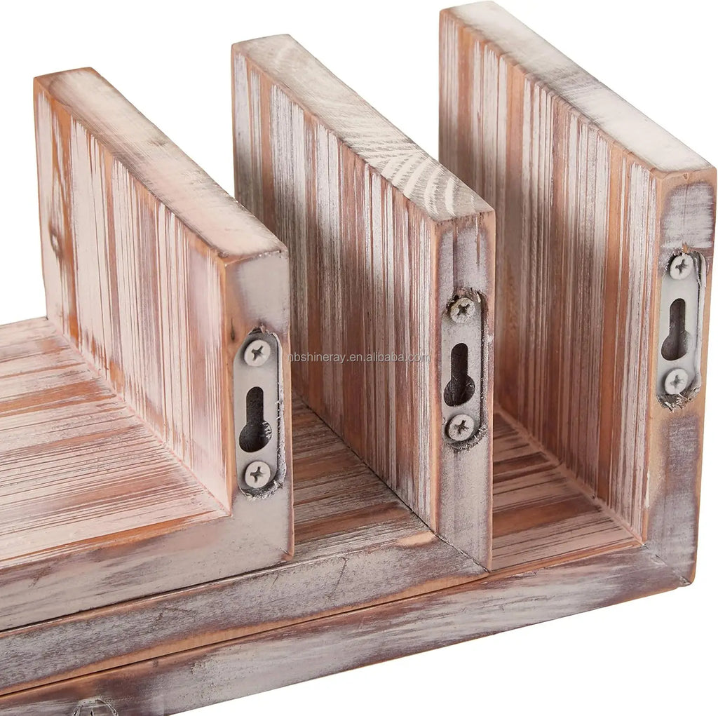 3 Tier Industrial Rustic Finish Wood Floating Rectangle Wall Shelves Easy Assembly U Shape Shelves for Bedrooms Bathrooms Easter