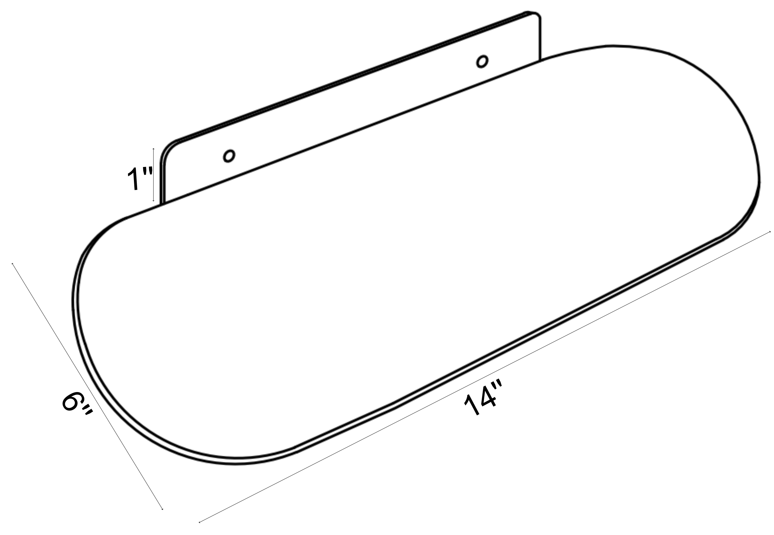 Black Modern Steel Industrial Linear Floating Shelf Rounded Rectangle Design 13.7 Inch Bathroom Wall Decoration Bathroom Shelves