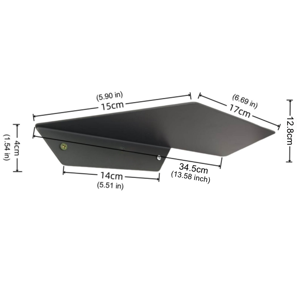 Black Modern Steel Coated Linear Floating Trapezoid Industrial Design Wall Mounted Shelf for Dining Kitchen Bathroom Easter